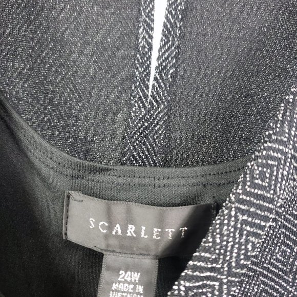 Scarlett Women's 24W Black Silver Textured Knee Length Sleeveless Dress Gown - Picture 11 of 13